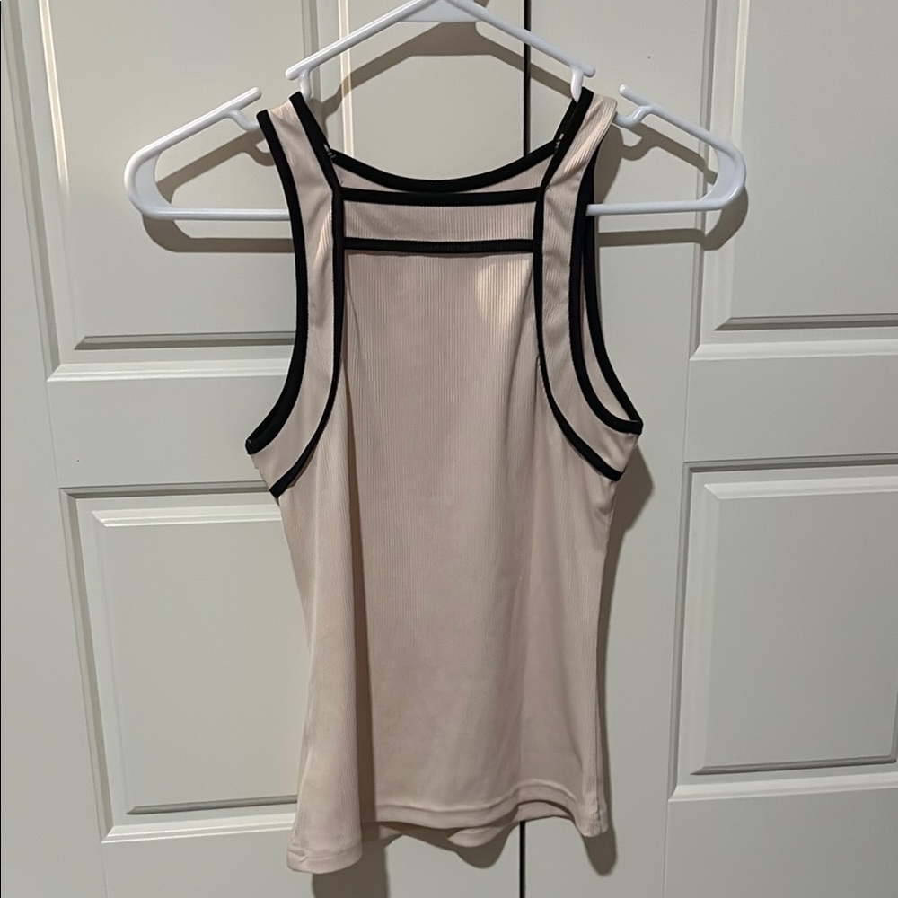 Women's Cream Tank Top with Black Trim